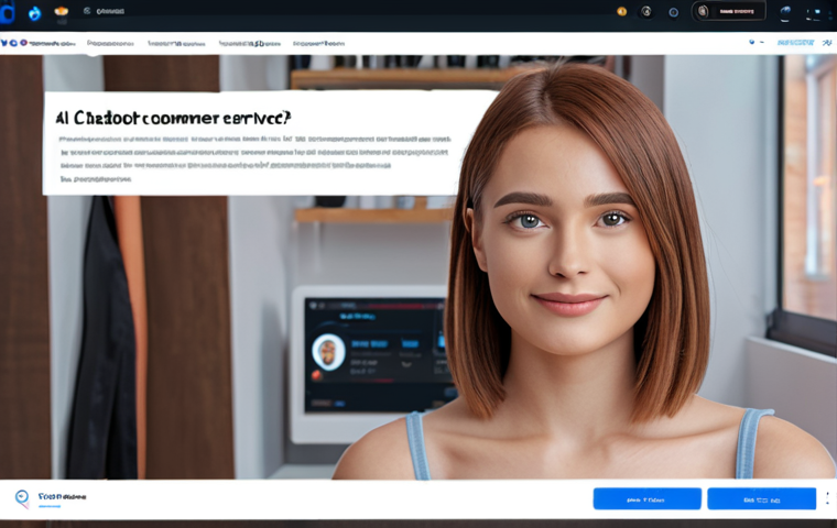 **AI Chatbot Customer Service:** A modern e-commerce website interface with an AI chatbot actively assisting a customer. Focus on conveying efficiency and improved customer satisfaction.